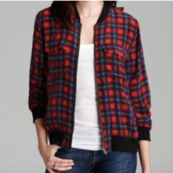 Equipment Jackets & Blazers - Equipment plaid bomber jacket 